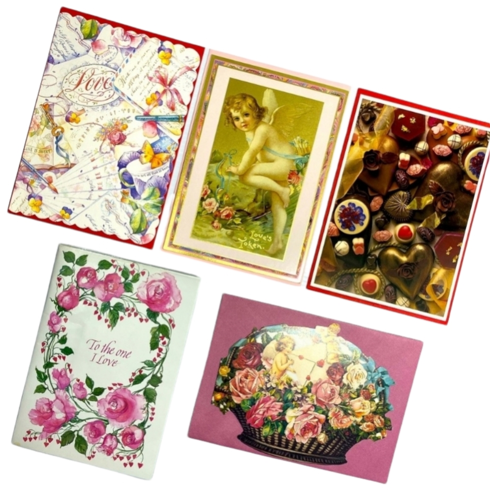 Victorian Valentines Vintage Antique Style Bundle Set Floral Art Collection - Picture 11 of 15